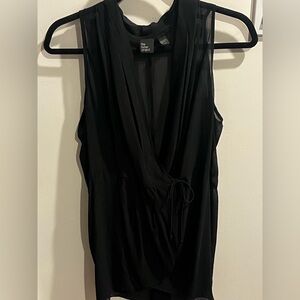 Black Silk Sheer Wrap Top